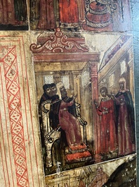 Ic&ocirc;ne orthodoxe impressionnante, 'Notre-Dame de Kazan avec des miracles', Russie, Kostroma, troisi&egrave;me quart du 18&egrave;me si&egrave;cle