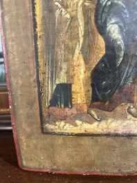 Ic&ocirc;ne orthodoxe, 'La R&eacute;surrection de Lazare' ('Voskresenie Lazara'), Russie, probablement Moscou, premi&egrave;re moiti&eacute; du 17&egrave;me si&egrave;cle