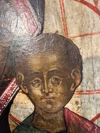 Ic&ocirc;ne orthodoxe impressionnante, 'Notre-Dame de Kazan avec des miracles', Russie, Kostroma, troisi&egrave;me quart du 18&egrave;me si&egrave;cle