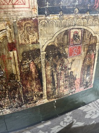 Ic&ocirc;ne orthodoxe impressionnante, 'Notre-Dame de Kazan avec des miracles', Russie, Kostroma, troisi&egrave;me quart du 18&egrave;me si&egrave;cle