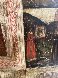 Ic&ocirc;ne orthodoxe impressionnante, 'Notre-Dame de Kazan avec des miracles', Russie, Kostroma, troisi&egrave;me quart du 18&egrave;me si&egrave;cle