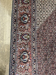 Tapis oriental de type Bidjar &agrave; d&eacute;cor floral, laine sur coton, 20&egrave;me si&egrave;cle