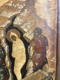 Ic&ocirc;ne orthodoxe, 'La R&eacute;surrection de Lazare' ('Voskresenie Lazara'), Russie, probablement Moscou, premi&egrave;re moiti&eacute; du 17&egrave;me si&egrave;cle