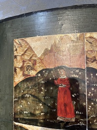 Ic&ocirc;ne orthodoxe impressionnante, 'Notre-Dame de Kazan avec des miracles', Russie, Kostroma, troisi&egrave;me quart du 18&egrave;me si&egrave;cle