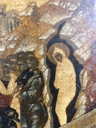 Ic&ocirc;ne orthodoxe, 'La R&eacute;surrection de Lazare' ('Voskresenie Lazara'), Russie, probablement Moscou, premi&egrave;re moiti&eacute; du 17&egrave;me si&egrave;cle