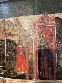 Ic&ocirc;ne orthodoxe impressionnante, 'Notre-Dame de Kazan avec des miracles', Russie, Kostroma, troisi&egrave;me quart du 18&egrave;me si&egrave;cle