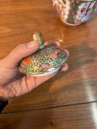 Collection vari&eacute;e de cruches, et de pots couverts en porcelaine de Chine famille rose de Canton &agrave; d&eacute;cor floral et de sc&egrave;nes de palais, 19&egrave;me si&egrave;cle