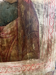 Ic&ocirc;ne orthodoxe impressionnante, 'Notre-Dame de Kazan avec des miracles', Russie, Kostroma, troisi&egrave;me quart du 18&egrave;me si&egrave;cle