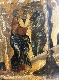 Ic&ocirc;ne orthodoxe, 'La R&eacute;surrection de Lazare' ('Voskresenie Lazara'), Russie, probablement Moscou, premi&egrave;re moiti&eacute; du 17&egrave;me si&egrave;cle
