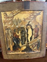 Ic&ocirc;ne orthodoxe, 'La R&eacute;surrection de Lazare' ('Voskresenie Lazara'), Russie, probablement Moscou, premi&egrave;re moiti&eacute; du 17&egrave;me si&egrave;cle