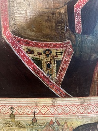 Ic&ocirc;ne orthodoxe impressionnante, 'Notre-Dame de Kazan avec des miracles', Russie, Kostroma, troisi&egrave;me quart du 18&egrave;me si&egrave;cle