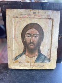 Ic&ocirc;ne orthodoxe, 'Christ &agrave; l'&oelig;il s&eacute;v&egrave;re', Russie, premier quart du 18&egrave;me si&egrave;cle