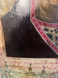 Ic&ocirc;ne orthodoxe impressionnante, 'Notre-Dame de Kazan avec des miracles', Russie, Kostroma, troisi&egrave;me quart du 18&egrave;me si&egrave;cle