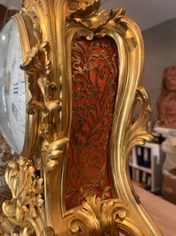 A French Louis XV gilt bronze quarter striking musical clock signed Millot, the bronze attributed to Robert Osmond, Paris, 3rd quarter 18th C.