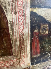 Ic&ocirc;ne orthodoxe impressionnante, 'Notre-Dame de Kazan avec des miracles', Russie, Kostroma, troisi&egrave;me quart du 18&egrave;me si&egrave;cle