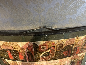 Ic&ocirc;ne orthodoxe impressionnante, 'Notre-Dame de Kazan avec des miracles', Russie, Kostroma, troisi&egrave;me quart du 18&egrave;me si&egrave;cle