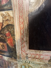 Ic&ocirc;ne orthodoxe impressionnante, 'Notre-Dame de Kazan avec des miracles', Russie, Kostroma, troisi&egrave;me quart du 18&egrave;me si&egrave;cle