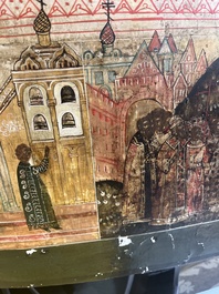 Ic&ocirc;ne orthodoxe impressionnante, 'Notre-Dame de Kazan avec des miracles', Russie, Kostroma, troisi&egrave;me quart du 18&egrave;me si&egrave;cle