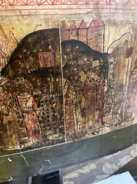 Ic&ocirc;ne orthodoxe impressionnante, 'Notre-Dame de Kazan avec des miracles', Russie, Kostroma, troisi&egrave;me quart du 18&egrave;me si&egrave;cle