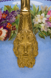 A Louis Philippe S&egrave;vres porcelain ewer with floral design on a blue ground, blue star mark, dated 1832