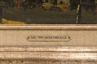 Achille Van Sassenbrouck (1886 - 1979): Building in New York, oil on board, (1929)