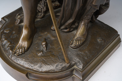 Provin Serres (1840-?): Pan en Ceres, gepatineerd brons