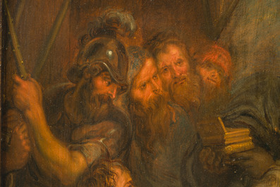 Flemish school, follower of Peter Paul Rubens (1577-1640): The adoration of the kings, oil on panel, 17th C.