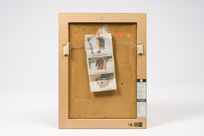 Xavier De Cock (1818-1896): Zicht op de grote staakmolen op de Molenberg te Deurle, olie op paneel