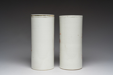 Two Chinese iron-red 'Buddhist lions' hat stands, 19th/20th C.