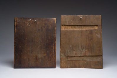 Two Russian orthodox icons, 'Saint Nicholas' and 'Festival', 19th C.