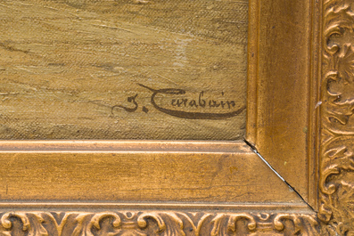 Jacques Fran&ccedil;ois Carabain (1834-1933): 'Une vue de la Piazza d'Erbe &agrave; Padoue' (Piazza delle Erbe, Padua), olie op doek