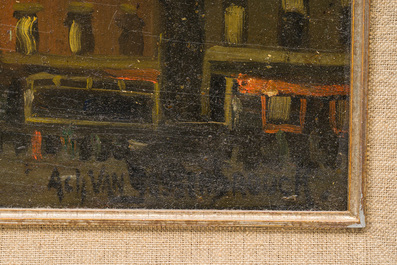 Achille Van Sassenbrouck (1886 - 1979): Building in New York, oil on board, (1929)