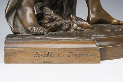 Provin Serres (1840-?): Pan en Ceres, gepatineerd brons