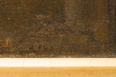 Hendrik Leys (1815-1869, &agrave; la mani&egrave;re de): Sc&egrave;ne d'auberge anim&eacute;e, huile sur toile, 19&egrave;me si&egrave;cle