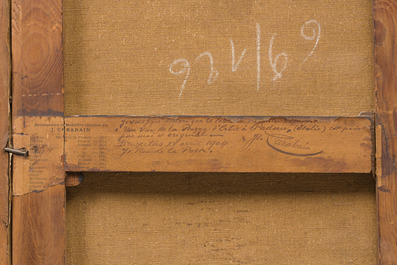 Jacques Fran&ccedil;ois Carabain (1834-1933): 'Une vue de la Piazza d'Erbe &agrave; Padoue' (Piazza delle Erbe, Padua), olie op doek