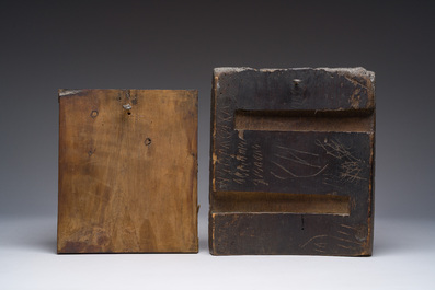 Two Russian orthodox icons, 'Extended De&euml;sis' and 'Four Saints', 18th/19th C.