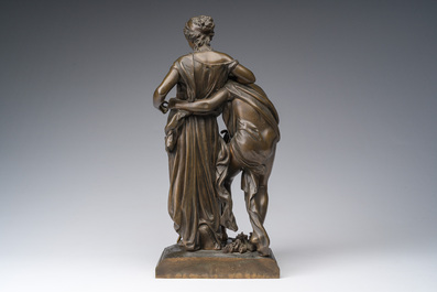 Provin Serres (1840-?): Pan en Ceres, gepatineerd brons