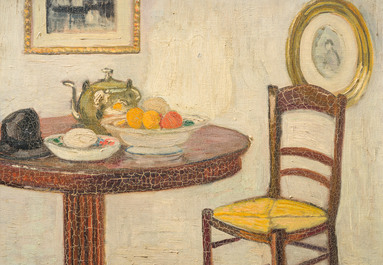 Louis Thevenet (1874-1930): Quiet interior, oil on canvas, dated 1921