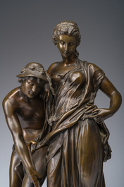 Provin Serres (1840-?): Pan en Ceres, gepatineerd brons