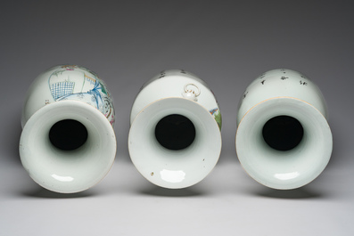 Drie diverse Chinese famille rose vazen, 19de/20ste eeuw