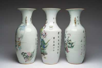 Drie diverse Chinese famille rose vazen, 19de/20ste eeuw