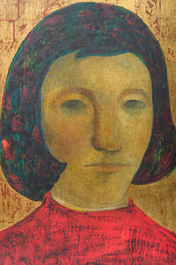 Antoon Catrie (1924-1977): Portret van een jongedame, tempera op paneel