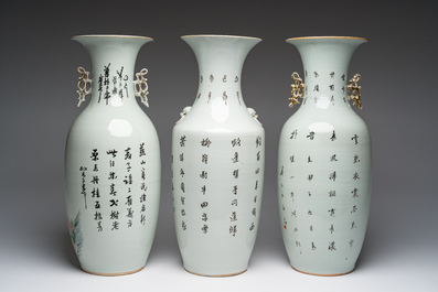 Drie diverse Chinese famille rose vazen, 19de/20ste eeuw