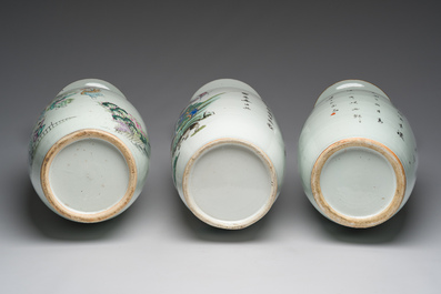 Drie diverse Chinese famille rose vazen, 19de/20ste eeuw