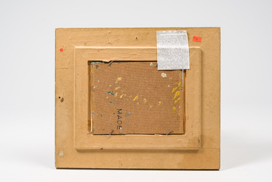 Henri Victor Wolvens (1896-1977): Landschap met hooimijten, olie op board