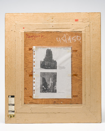 Achille Van Sassenbrouck (1886 - 1979): Building in New York, oil on board, (1929)