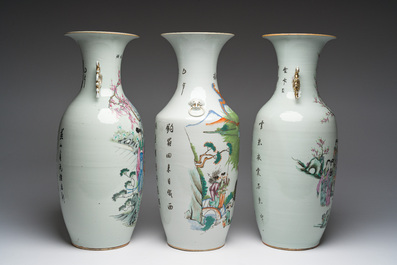 Drie diverse Chinese famille rose vazen, 19de/20ste eeuw