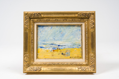 Henri Victor Wolvens (1896-1977): Geanimeerd strandzicht, olie op board