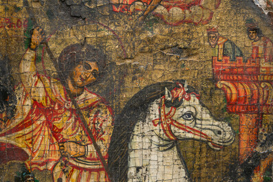 A Greek orthodox 'Saint George and the dragon' icon, 19th C.