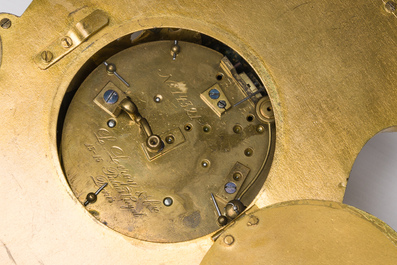 A fine French gilt bronze Louis XV style cartel clock with floral design, Leroy &agrave; Paris, 19th C.